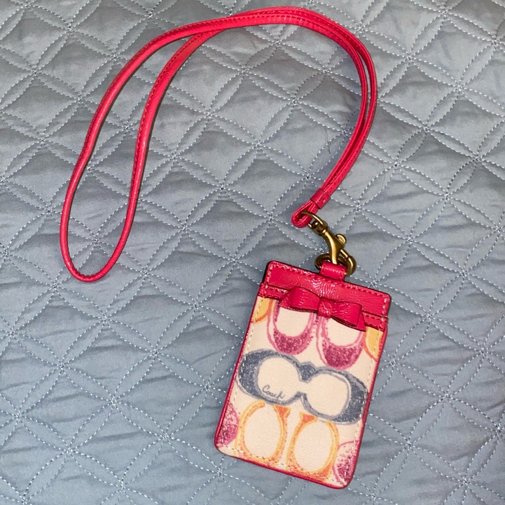 Coach Bow Scribble Signature Lanyard ID